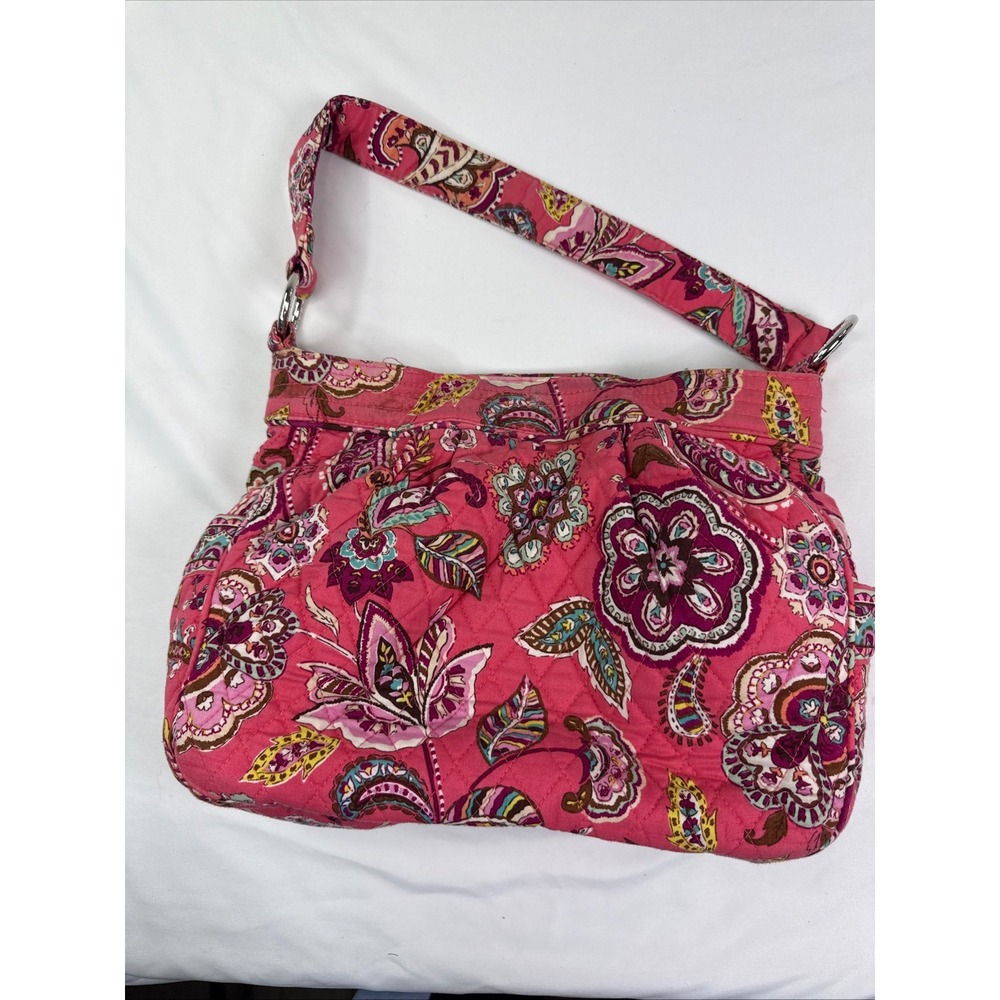 Vera Bradley Priscilla Pink Floral Quilted Cotton Shoulder Bag Handbag